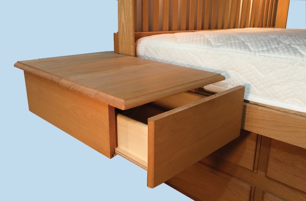 Platform bed frame with deals side tables attached